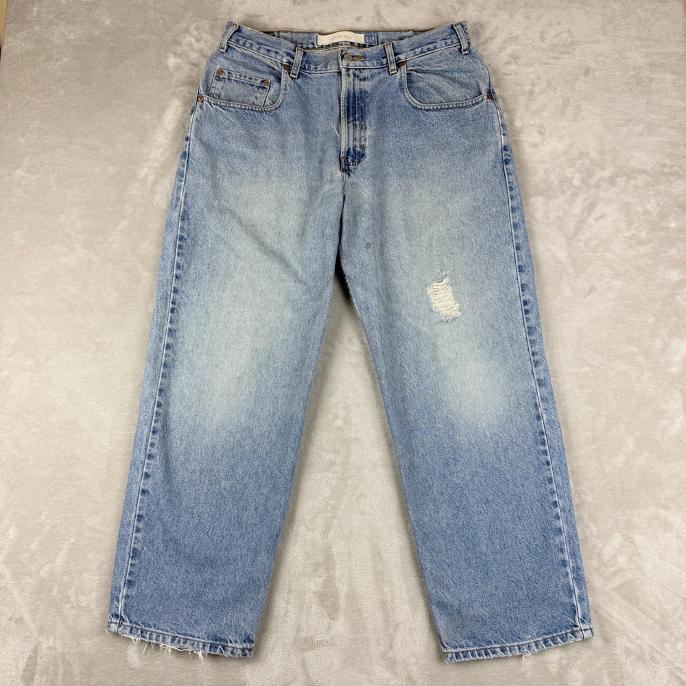 VTG GAP Jeans Men 35x30 (34x29) Wide Leg Baggy Light Wash Distressed Skate Y2K
